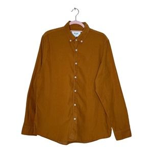 Max London Whiting XL Mens Yellow Cotton Corduroy Long Sleeve Button Down Shirt